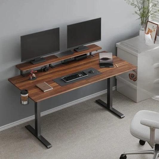 UPDesk Pro Max Electric Standing Desk — Dual Monitor Shelves Included, 3 Sizes