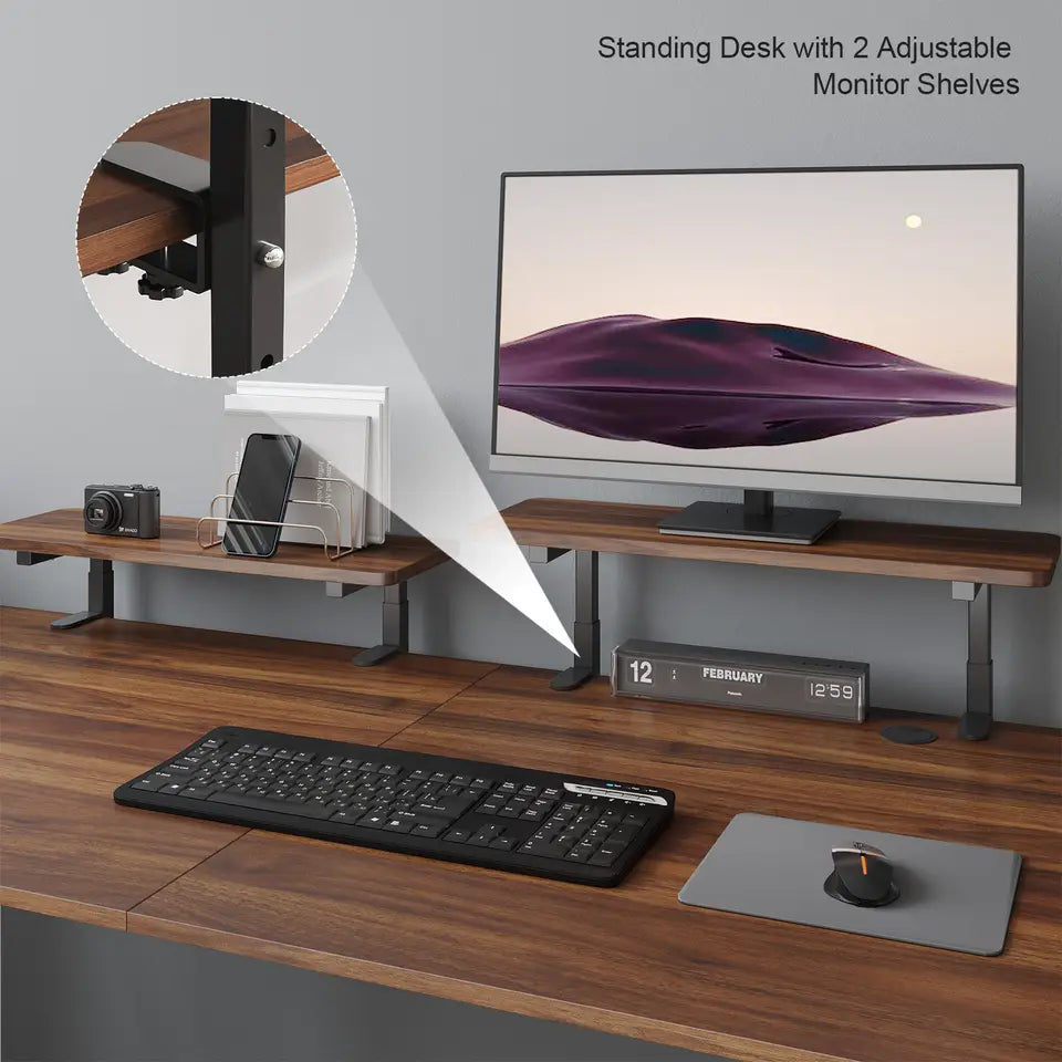 UPDesk Pro Max Electric Standing Desk — Dual Monitor Shelves Included, 3 Sizes