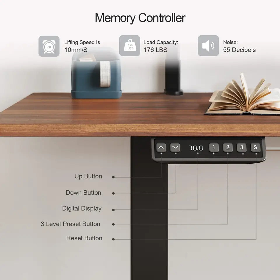 UPDesk Pro Max Electric Standing Desk — Dual Monitor Shelves Included, 3 Sizes