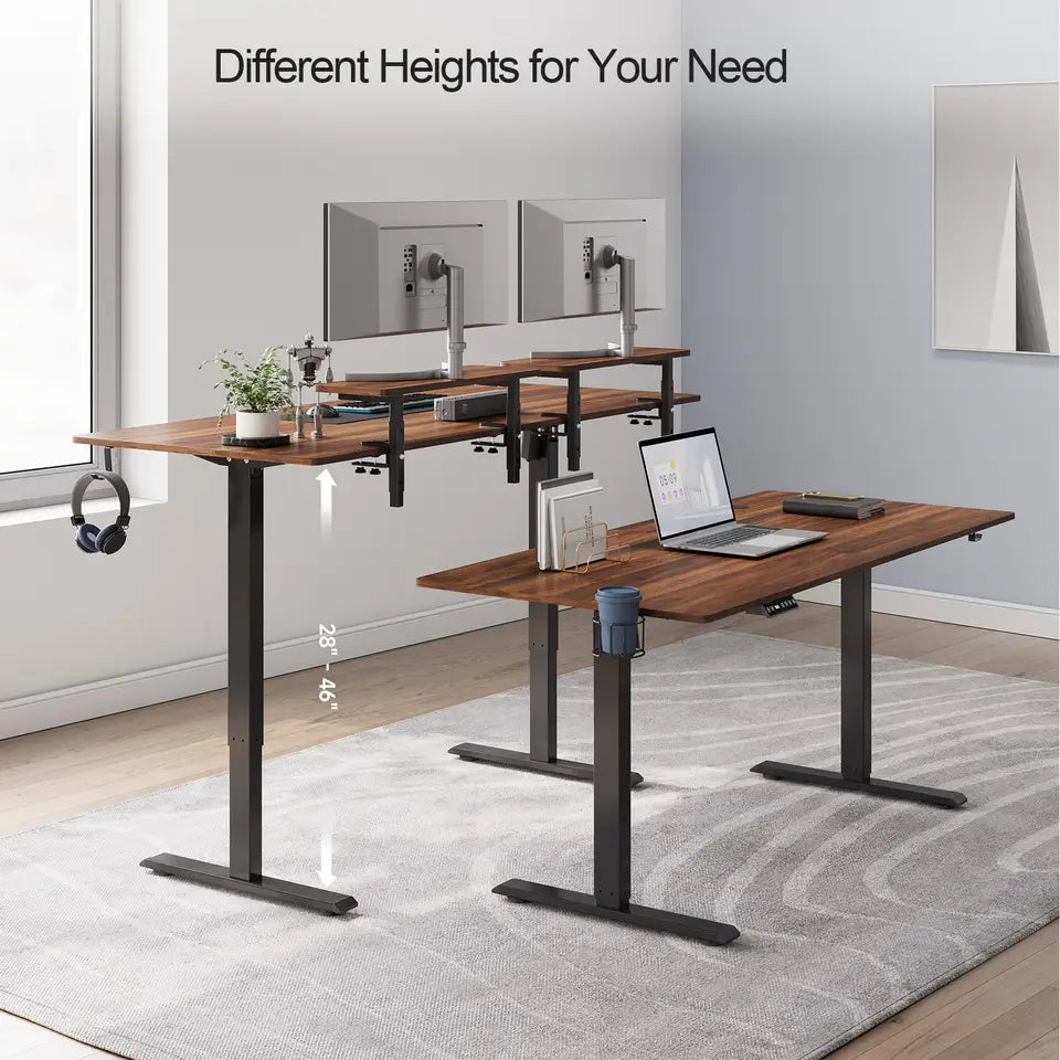 UPDesk Pro Max Electric Standing Desk — Dual Monitor Shelves Included, 3 Sizes