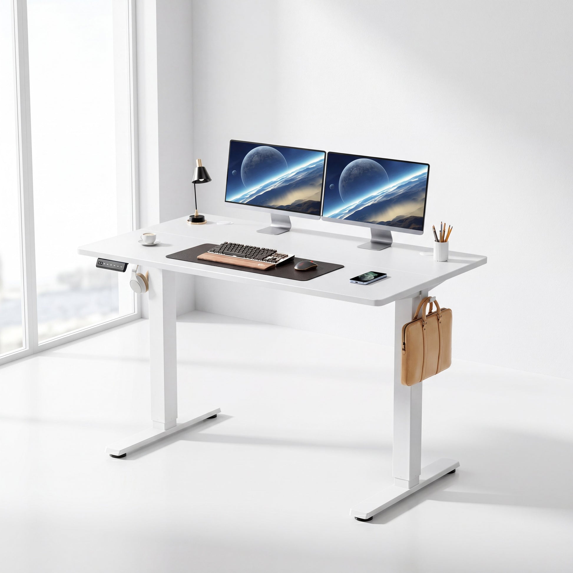 UPDesk Pro White - Minimalist Clean Home Office